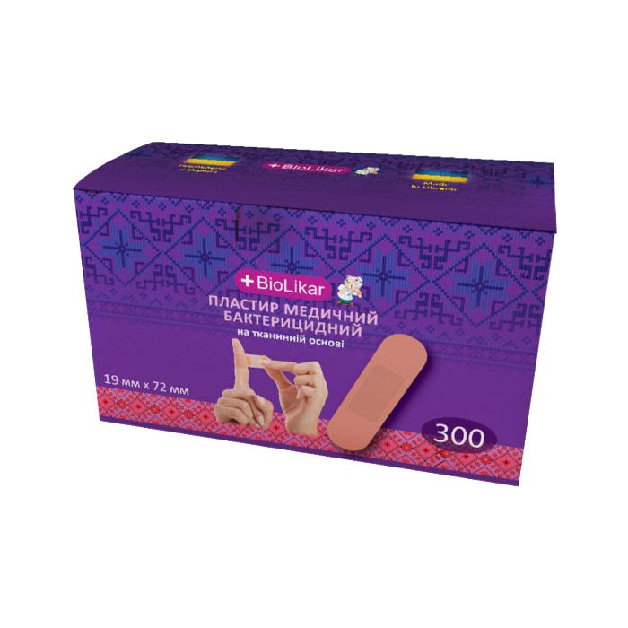 Пластир бактерицидний на тканинній основі 19x72 мм №300