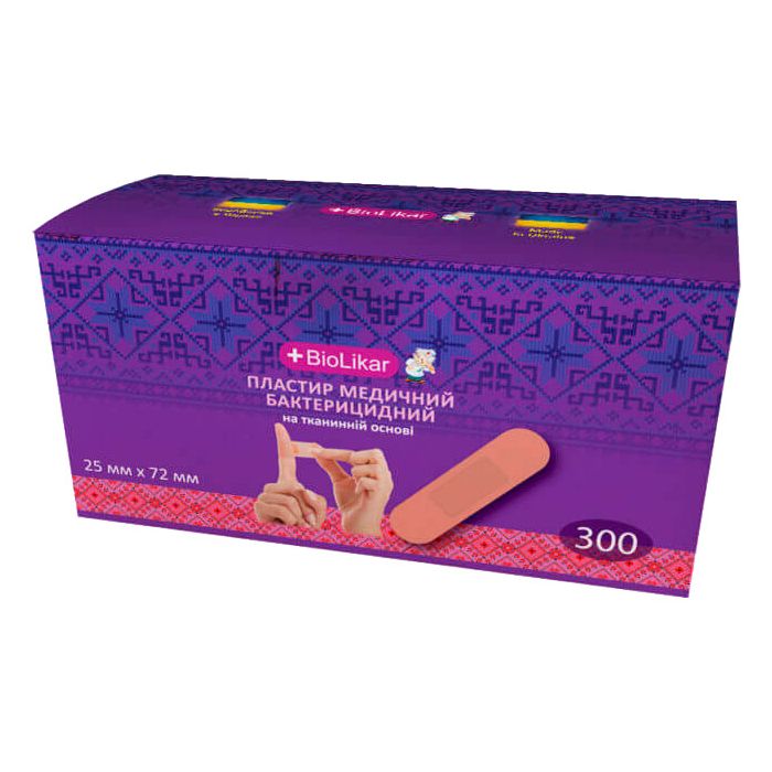Пластир бактерицидний на тканинній основі 25x72 мм №300