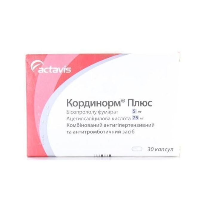 Кординорм плюс 5 мг/75 мг капсули №30