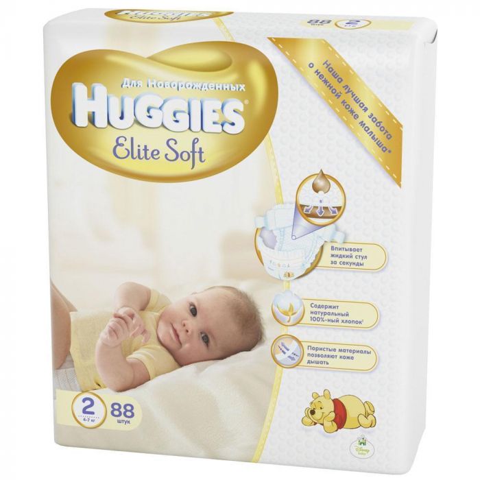Підгузки Huggies Elite Soft 2 (4-7кг) 88 шт