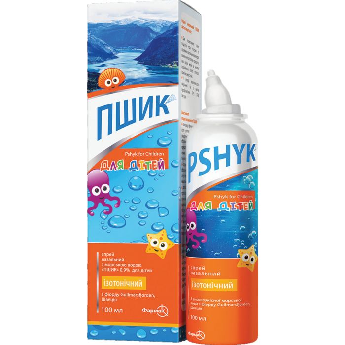 Пшик спрей 0.9% назальний для дітей с морською водою 100 мл - фото №1 Пшик спрей 0.9% назальний для дітей с морською водою 100 мл