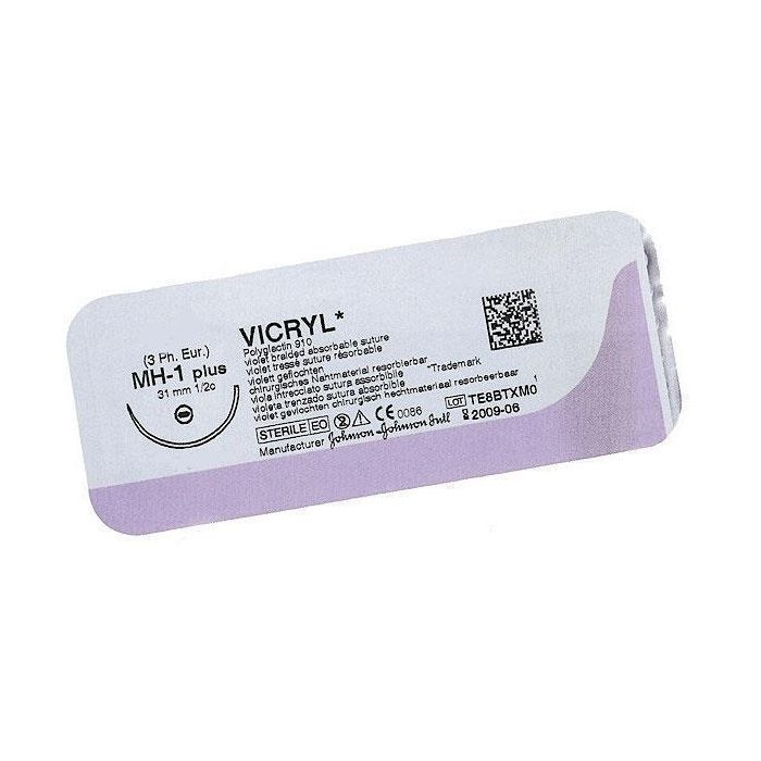 Шовний матеріал Вікрил 2, колюча модифікована голка 30 мм, 1/2 кола 75 см W9140