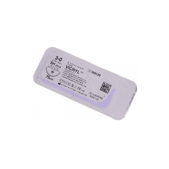 Вікрил 3-0 (1/2 кола) колюча голка 26 мм 75 см W9120 - фото №1 Вікрил 3-0 (1/2 кола) колюча голка 26 мм 75 см W9120