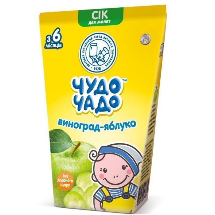 Сік Чудо-Чадо виноградно-яблучний освітлений 125 мл - фото №1 Сік Чудо-Чадо виноградно-яблучний освітлений 125 мл