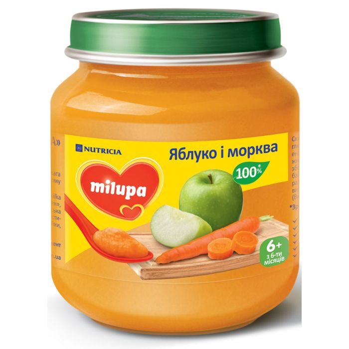 Пюре Milupa Яблуко, морква (з 6 місяців) 125 г
