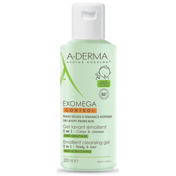 Гель A-Derma (А-Дерма) Exomega Control для душа очищуючий з екстрактом вівса Реальба і Омега-6 2 в 1 200 мл