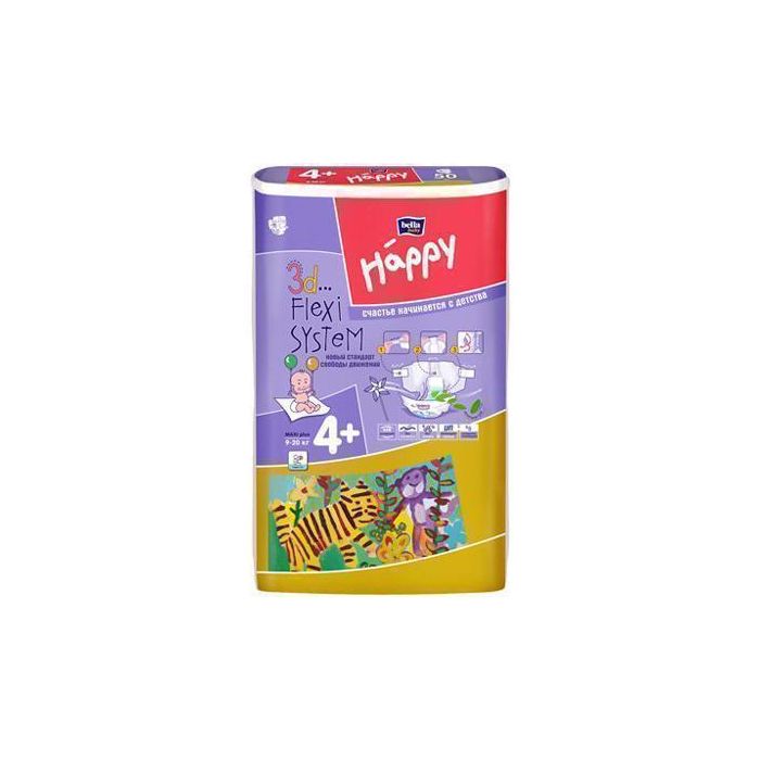Підгузки Happy Maxi Plus р.4 + (9-20 кг) 62 шт