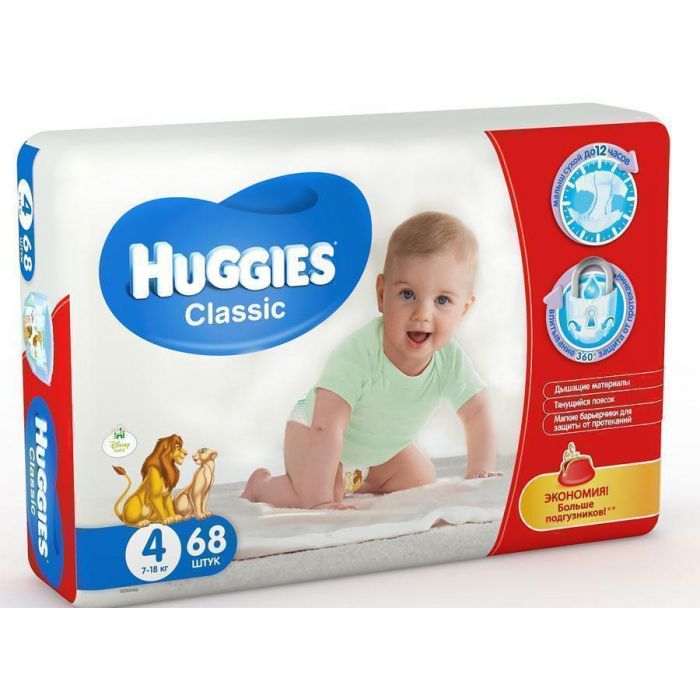 Підгузки Huggies Classic Mega 4 (7-16кг) 68 шт