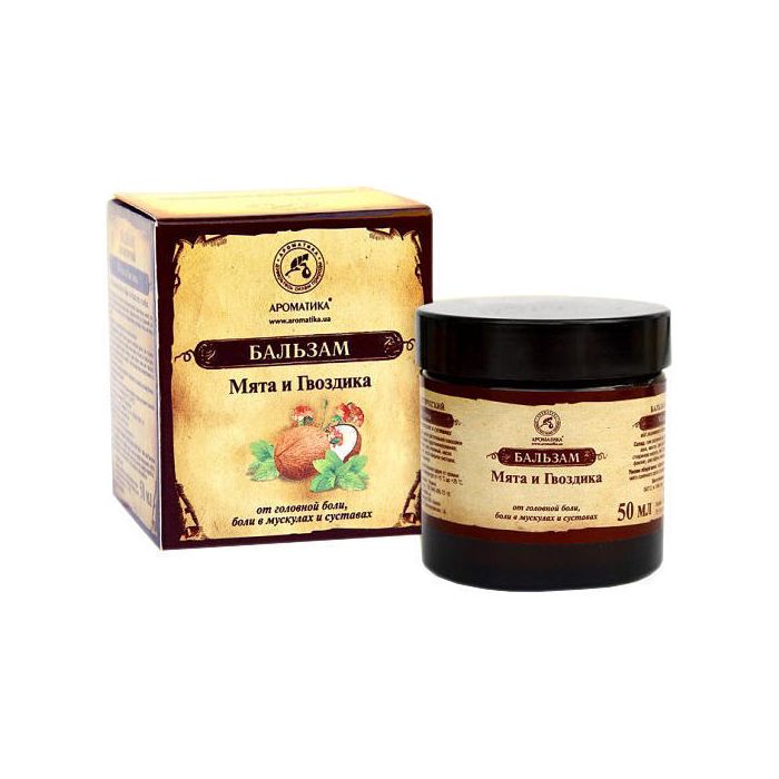 Бальзам косметичний М'ята та гвоздика (при головній болі, болі в м'язах та суглобах) 50 мл