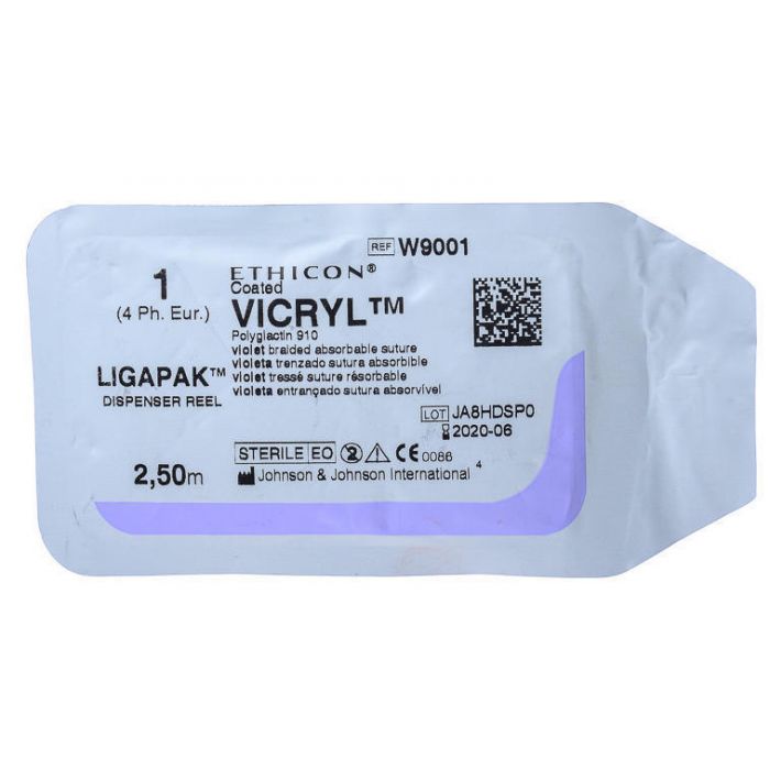 Вікрил 1 без голки 250 см W9001 - фото №1 Вікрил 1 без голки 250 см W9001
