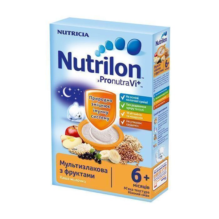 Каша Nutrilon молочна мультизлакова з фруктами з 6 місяців 225 г