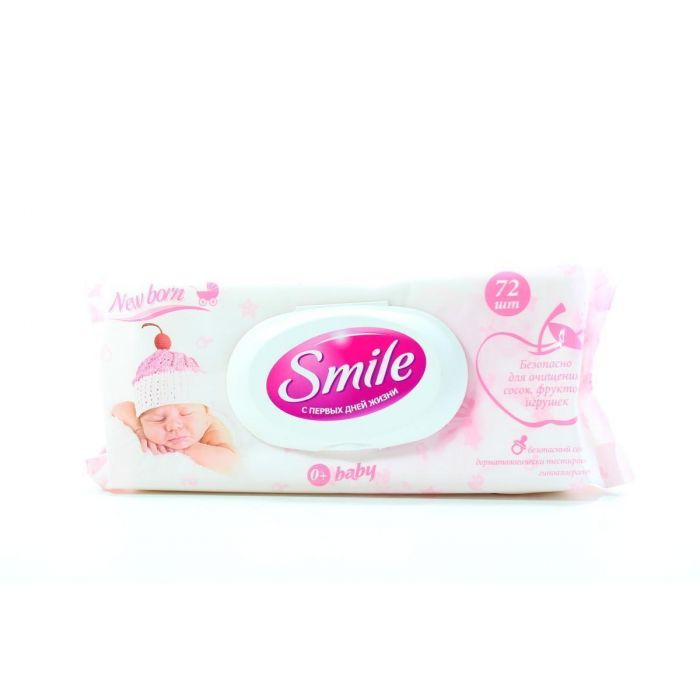 Серветки вологі Smile Baby з клапаном №72 - фото №1 Серветки вологі Smile Baby з клапаном №72