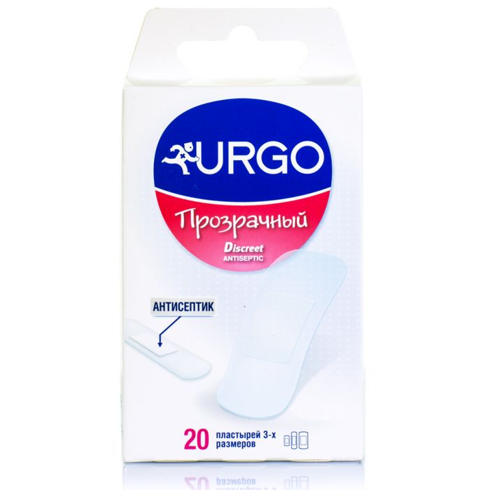 Лейкопластир Urgo прозорорий з антисептиком (20х40 мм №6, 34х72 мм №4, 19х72 мм №10) №20