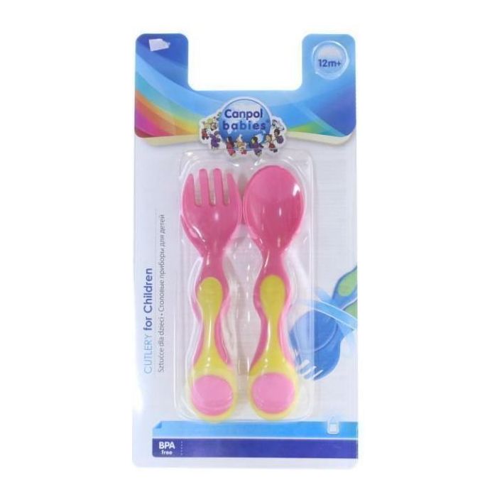 Набір Canpol Babies пластиковий ложка+виделка 56/581 - фото №1 Набір Canpol Babies пластиковий ложка+виделка 56/581