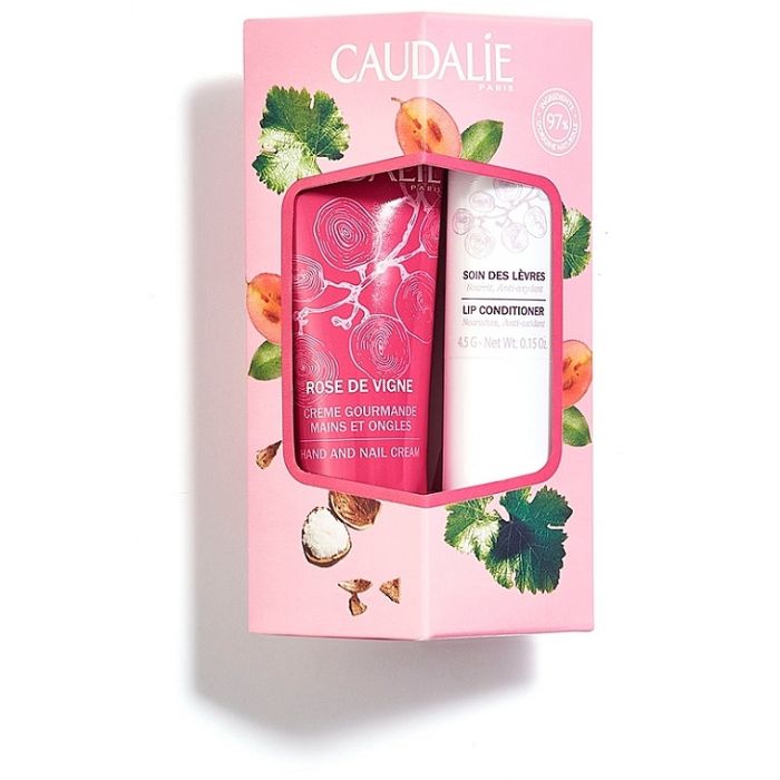 Набір Caudalie (Кодалі) LipHand Duo Rose de Vigne (Крем для рук Rose des Vignes 30 мл + Кондиціонер для губ зволожуючий 4,5 г)