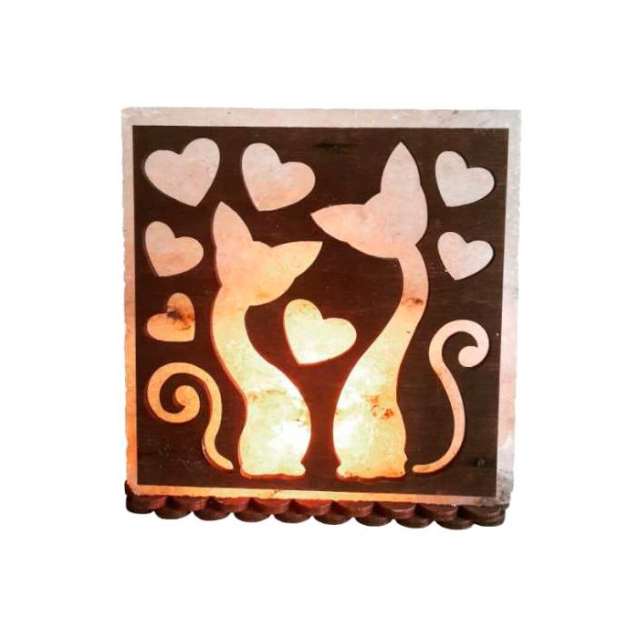 Соляна лампа Закохані коти 3-4 кг sl079