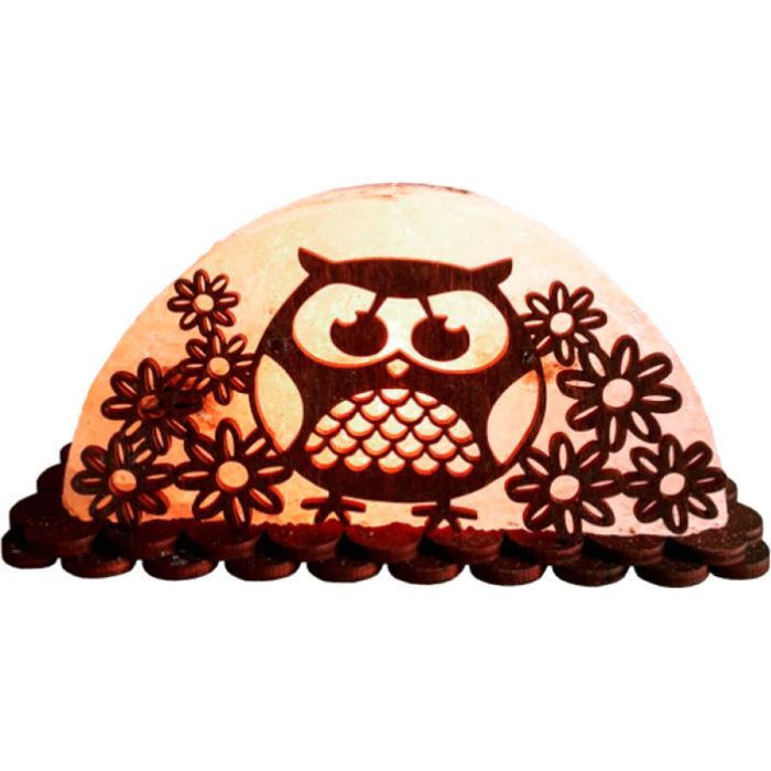 Соляна лампа Сова з квіточками 1,5 кг (sl2*)