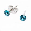 Сережки-голки Dr.Biju Сіріус 4.0 мм Голубий цирконій, дитячі, 1 пара foto 2