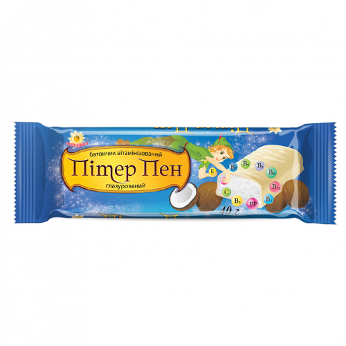 Батончик Пітер Пен вітамінізований кокос з какао в шоколадній глазурі - фото №1 Батончик Пітер Пен вітамінізований кокос з какао в шоколадній глазурі