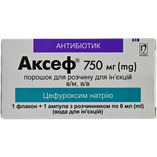 Аксеф 750 мг порошок для інфузій розчину №1 - фото №1 Аксеф 750 мг порошок для інфузій розчину №1