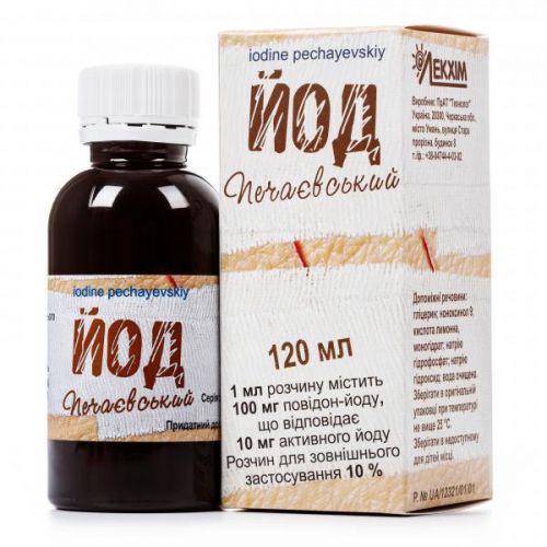 Йод Печаевський 10% розчин 120 мл - фото №1 Йод Печаевський 10% розчин 120 мл