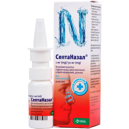 Септаназал спрей назальний 1 мг/50 мг/мл по 10 мл - фото №1 Септаназал спрей назальний 1 мг/50 мг/мл по 10 мл