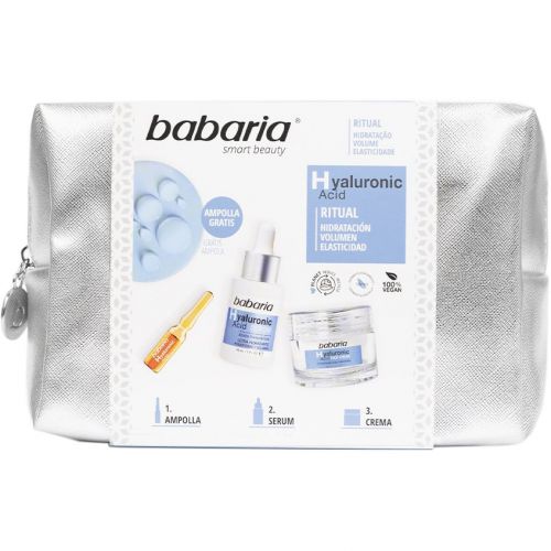 Набір Babaria (Бабарія) Гіалуронова кислота (крем 50 мл + сироватка 30 мл + сироватка 2 мл + косметичка срібло) - фото №1 Набір Babaria (Бабарія) Гіалуронова кислота (крем 50 мл + сироватка 30 мл + сироватка 2 мл + косметичка срібло)