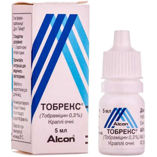 Тобрекс 0,3% очні краплі 5 мл - фото №1 Тобрекс 0,3% очні краплі 5 мл