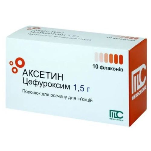 Аксетин 1,5 г порошок для ін'єкцій №10 - фото №1 Аксетин 1,5 г порошок для ін'єкцій №10