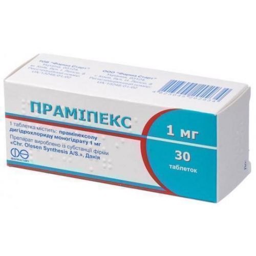 Праміпекс 1 мг таблетки №30 - фото №1 Праміпекс 1 мг таблетки №30