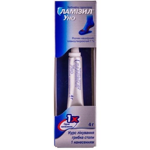 Ламізил Уно 1% розчин 4 г - фото №1 Ламізил Уно 1% розчин 4 г