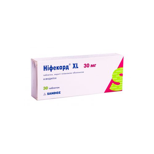Ніфекард XL 30 мг таблетки №30 - фото №1 Ніфекард XL 30 мг таблетки №30