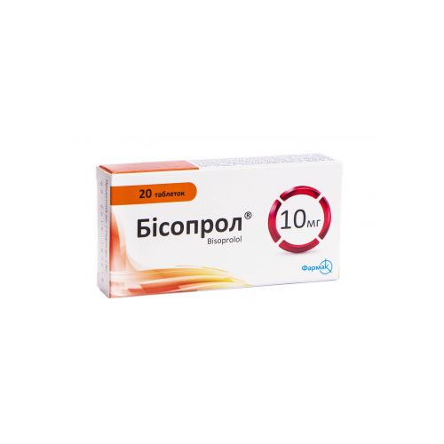 Бісопрол 10 мг таблетки №20 - фото №1 Бісопрол 10 мг таблетки №20